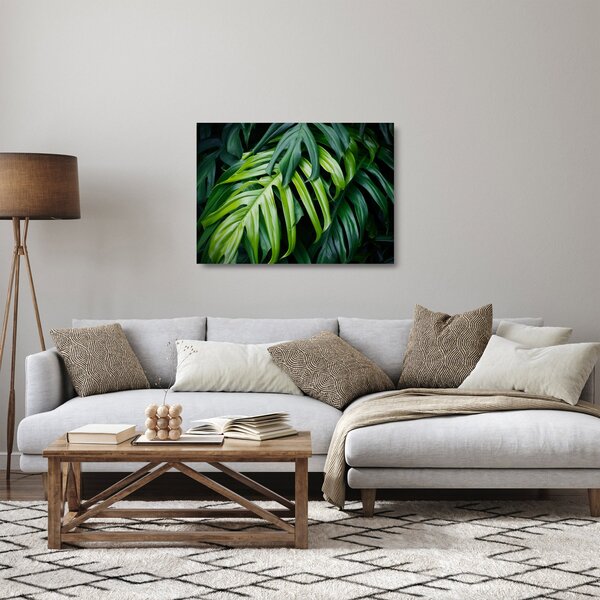 Kép - trópusi levelek (üvegen) (70x50 cm)