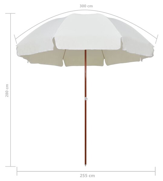Homokszínű napernyő acélrúddal 300 cm