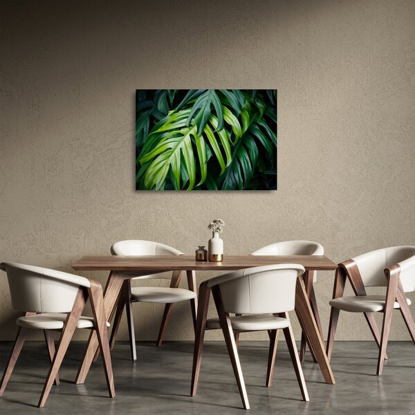 Kép - trópusi levelek (üvegen) (70x50 cm)