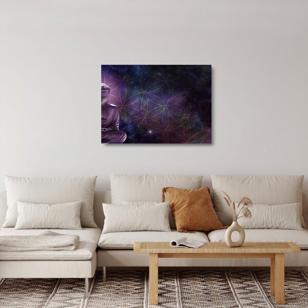 Kép - Buddha az élet virágaival (üvegen) (70x50 cm)