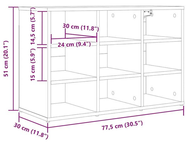 Cipősszekrény polcokkal Fehér 77.5 x 30 x 51 cm Faanyag