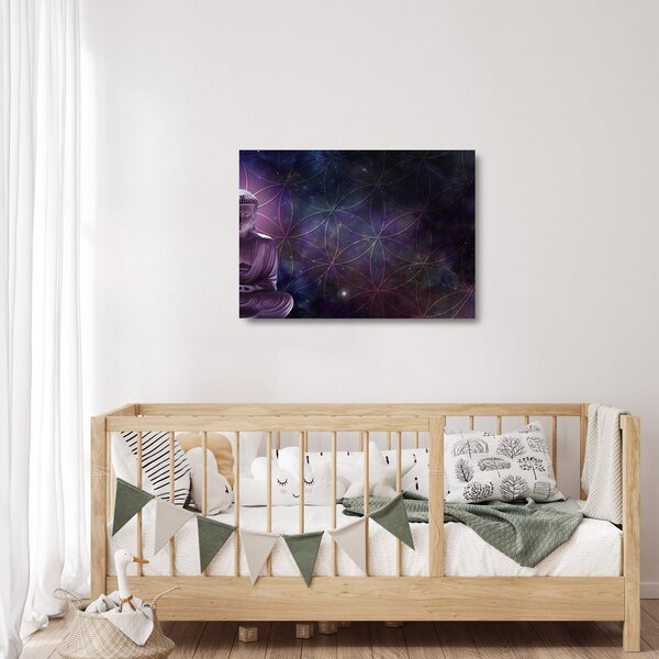 Kép - Buddha az élet virágaival (üvegen) (70x50 cm)