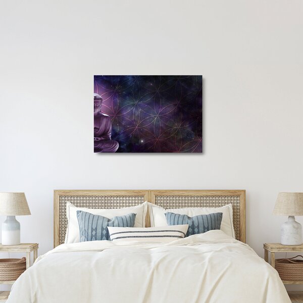 Kép - Buddha az élet virágaival (üvegen) (70x50 cm)