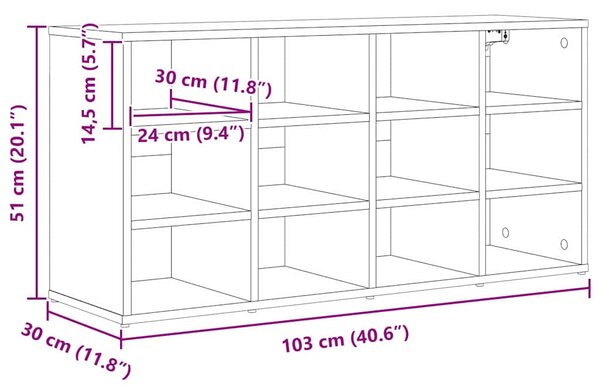 Cipősszekrény polcokkal Fehér 103 x 30 x 51 cm Faanyag
