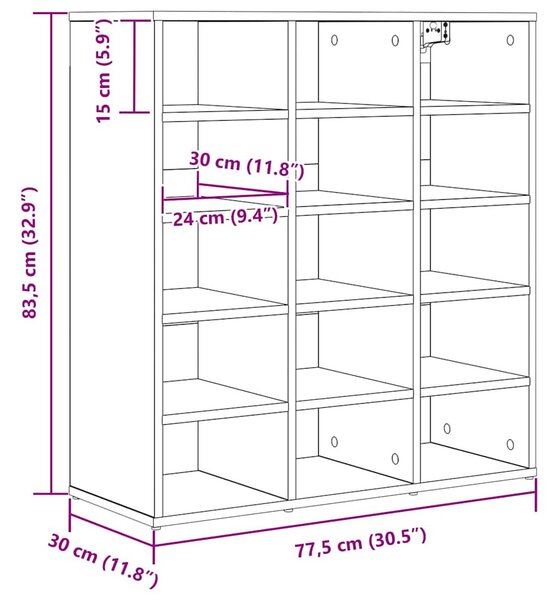Cipősszekrény sonoma tölgy 77.5 x 30 x 83.5 cm Faanyag