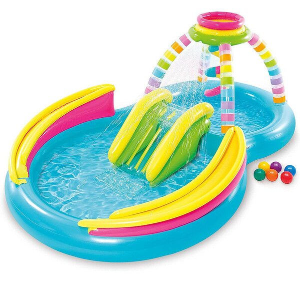 Intex 295x191x109cm felfújható Gyerekmedence - Szivárvány (56137NP) - kék