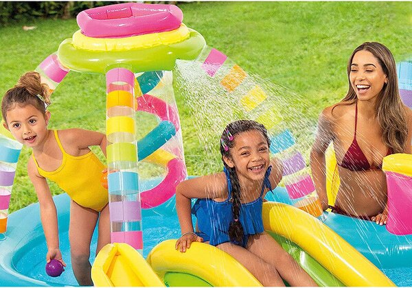 Intex 295x191x109cm felfújható Gyerekmedence - Szivárvány (56137NP) - kék