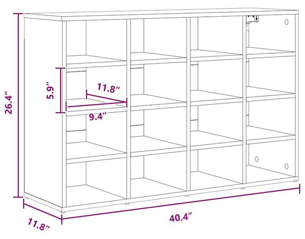 Cipősszekrény polcokkal sonoma tölgy 103 x 30 x 67 cm Faanyag