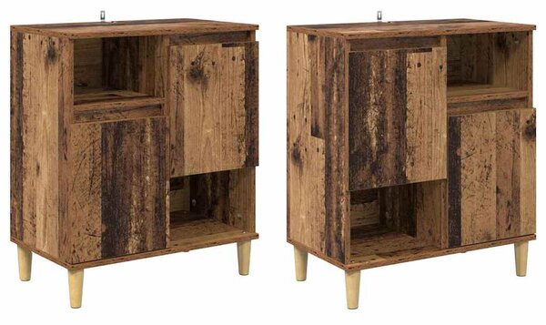 Oldalszekrények 2 pcs Öreg fa 60 x 35 x 70 cm Faanyag