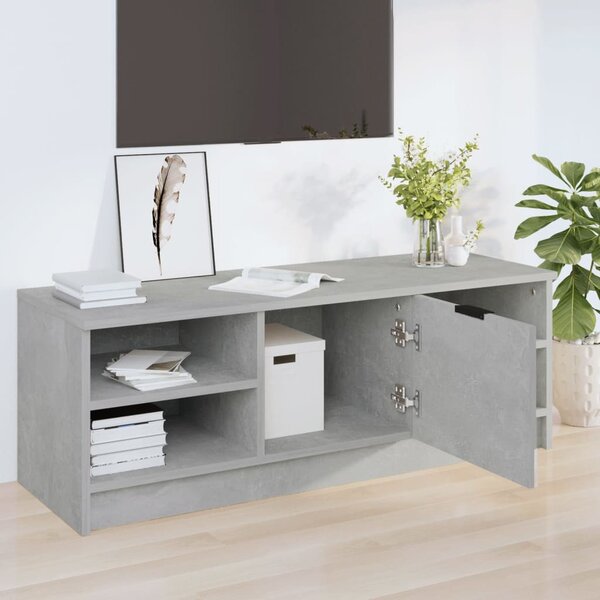 Betonszürke szerelt fa TV-szekrény 102 x 35,5 x 36,5 cm