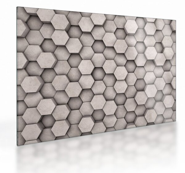 Kép - Hatszögek beton kivitelben (üvegen) (70x50 cm)