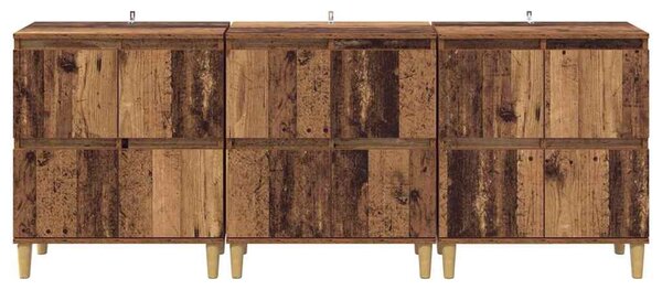 Oldalszekrények 3 pcs Öreg fa 60 x 35 x 70 cm Faanyag