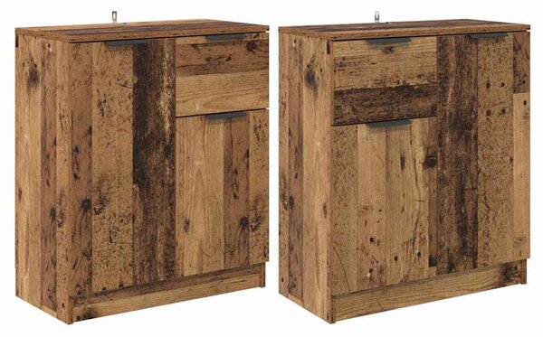 Oldalszekrények fiókkal 2 pcs Öreg fa 60 x 30 x 70 cm Faanyag