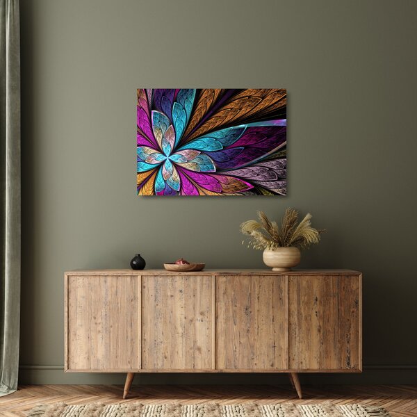 Kép - absztrakció, virág (üvegen) (70x50 cm)
