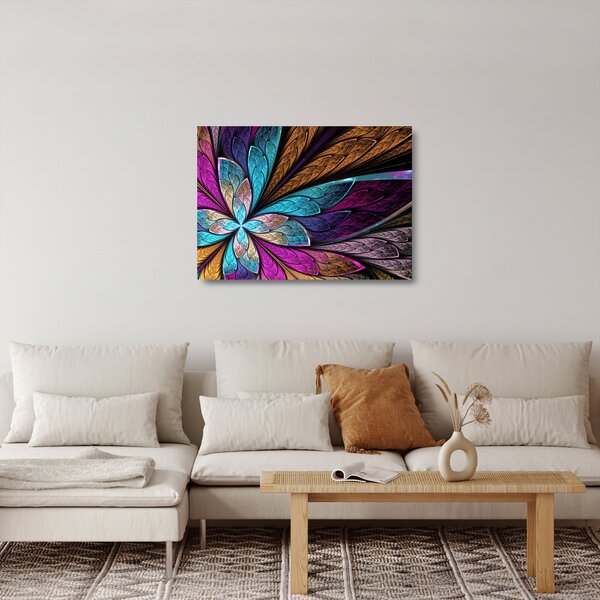 Kép - absztrakció, virág (üvegen) (70x50 cm)