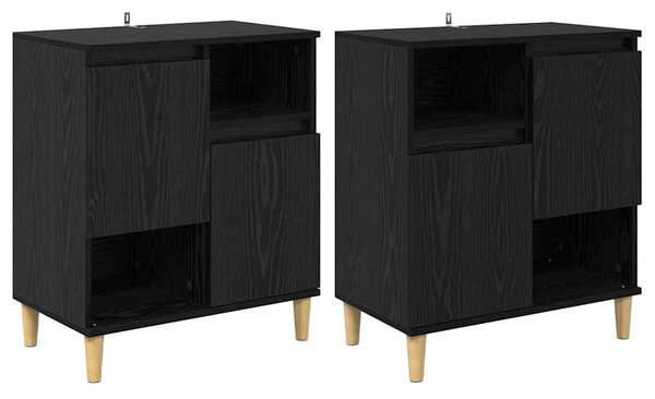 Oldalszekrények 2 pcs Fekete tölgy 60 x 35 x 70 cm Faanyag