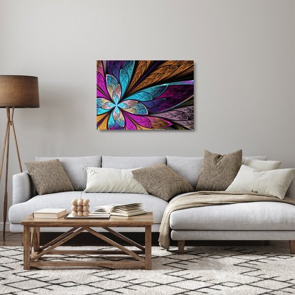 Kép - absztrakció, virág (üvegen) (70x50 cm)