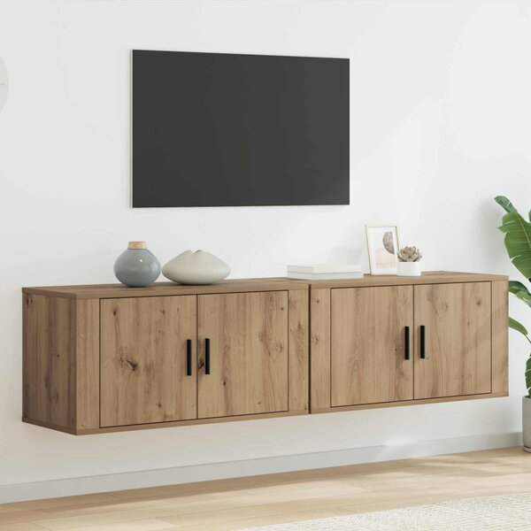 Fali TV szekrény szett 2 db Artisan tölgy Szerelt Fa