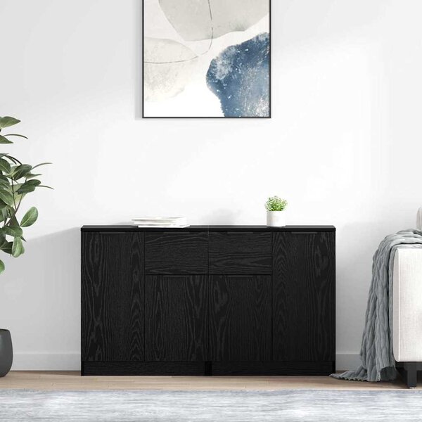 Oldalszekrények 2 pcs Fekete tölgy 60 x 30 x 70 cm Faanyag