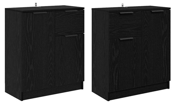 Oldalszekrények 2 pcs Fekete tölgy 60 x 30 x 70 cm Faanyag