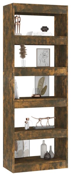 Füstös tölgy színű fa könyvszekrény/térelválasztó 60x30x166 cm