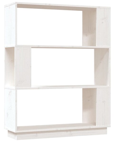Fehér tömör fenyőfa könyvszekrény/térelválasztó 80x25x101 cm