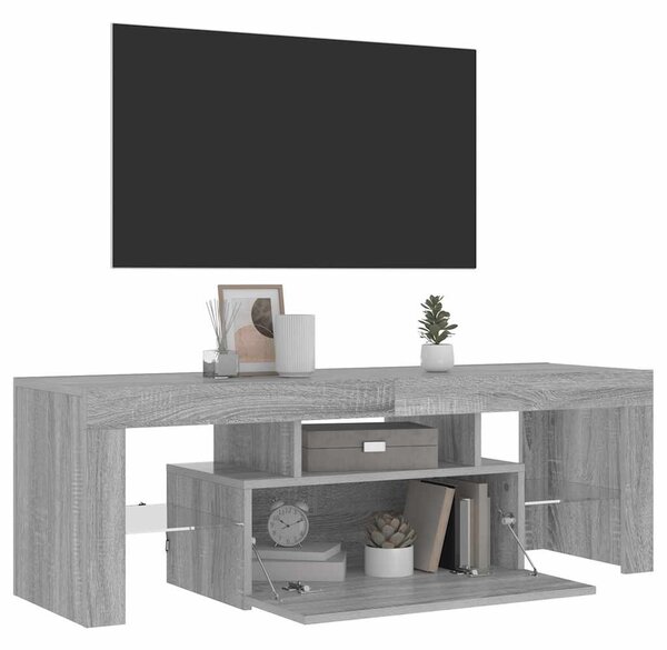 Szürke sonoma színű TV-szekrény LED-lámpákkal 120 x 35 x 40 cm