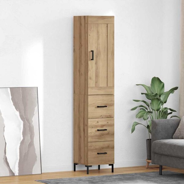 VidaXL Magasfiú fiókkal Artisan tölgy 34,5 x 34 x 180 cm Faanyag