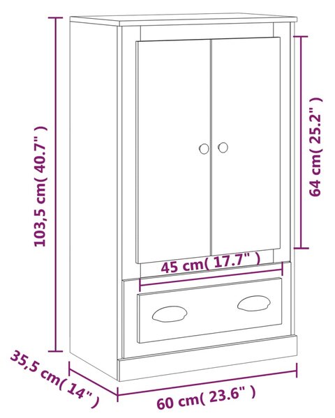 Sonoma tölgy szerelt fa magasszekrény 60x35,5x103,5 cm