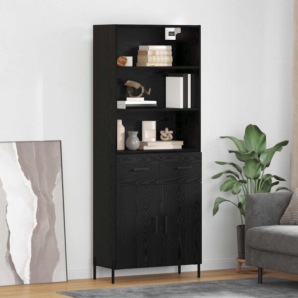 VidaXL Magasfiú fiókkal Musta tammi 69,5 x 34 x 180 cm Faanyag
