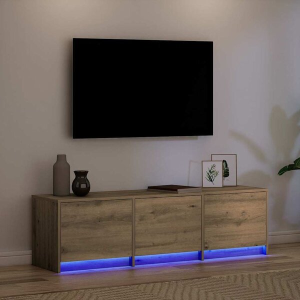 LED-es tévéállvány 140 x 34 x 40 cm Művészi tölgy Mérnöki fa