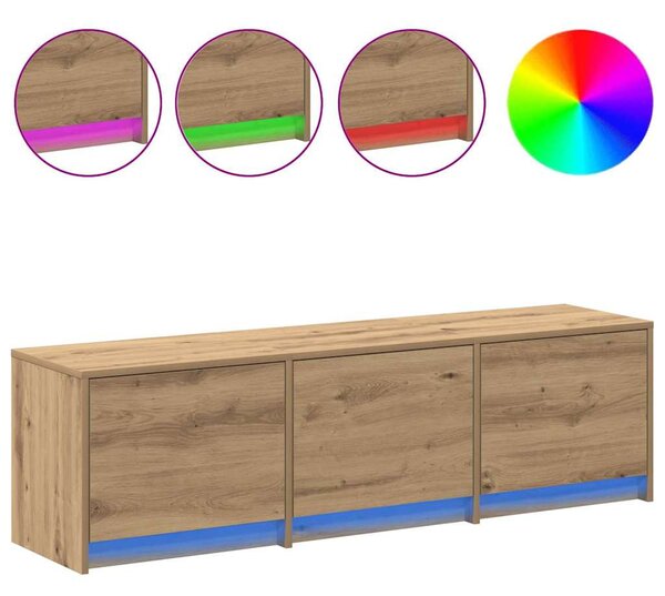 LED-es tévéállvány 140 x 34 x 40 cm Művészi tölgy Mérnöki fa
