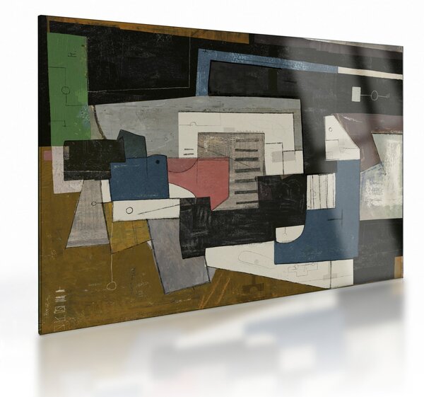 Kép - absztrakció, kubizmus (üvegen) (70x50 cm)