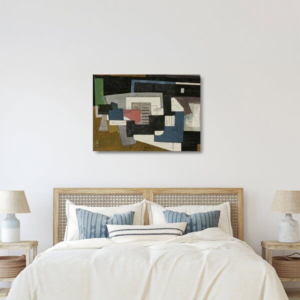 Kép - absztrakció, kubizmus (üvegen) (70x50 cm)