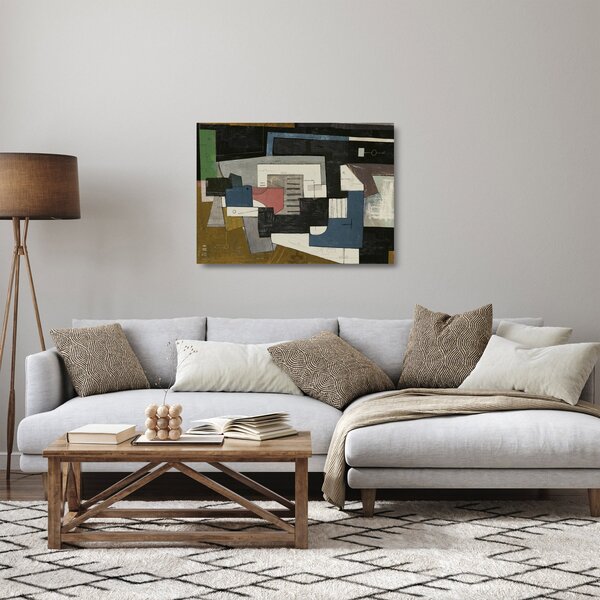 Kép - absztrakció, kubizmus (üvegen) (70x50 cm)