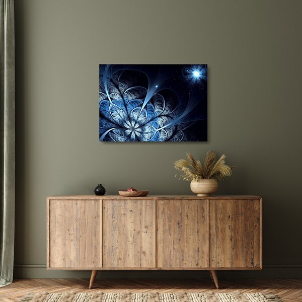Egy sötétkék virág képe (üvegen) (70x50 cm)
