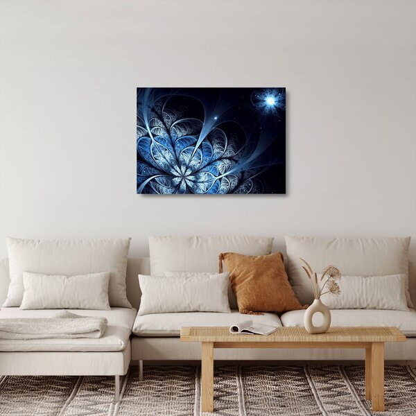 Egy sötétkék virág képe (üvegen) (70x50 cm)