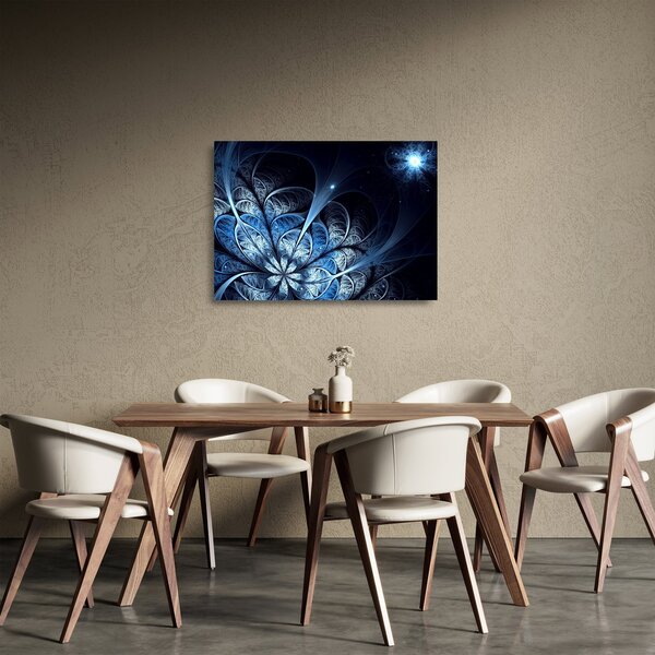 Egy sötétkék virág képe (üvegen) (70x50 cm)