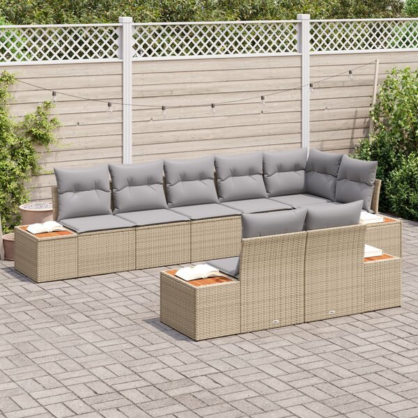 Kerti Kanapé Szett párnával 8 pcs Bézs Poli rattan