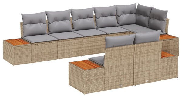Kerti Kanapé Szett párnával 8 pcs Bézs Poli rattan