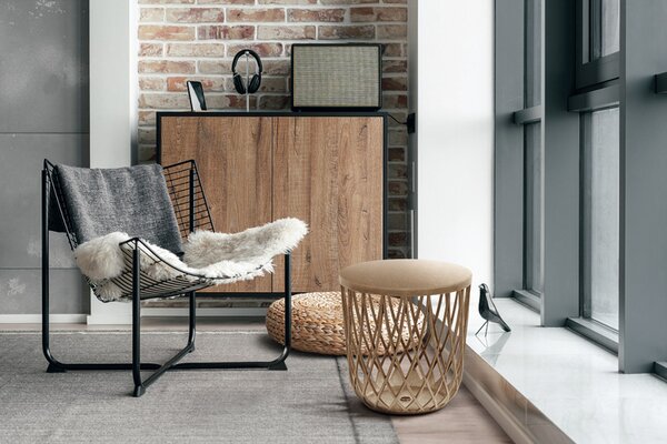 Uniqubo ECO Wood Rácsos Dekorációs Kosár Kávébarna 45 cm