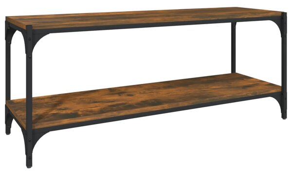 Füstös tölgy színű szerelt fa és acél TV-szekrény 100x33x41 cm