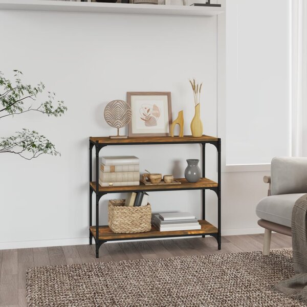 Füstös tölgy szerelt fa és acél könyvszekrény 80 x 33 x 70,5 cm