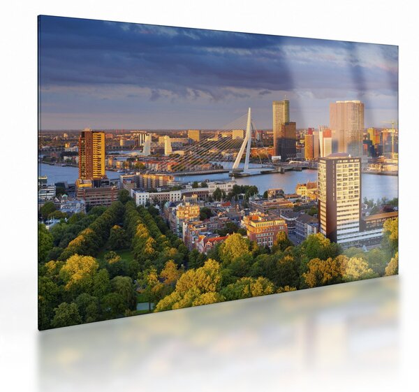 Kép - panoráma Rotterdam, Hollandia (üvegen) (70x50 cm)