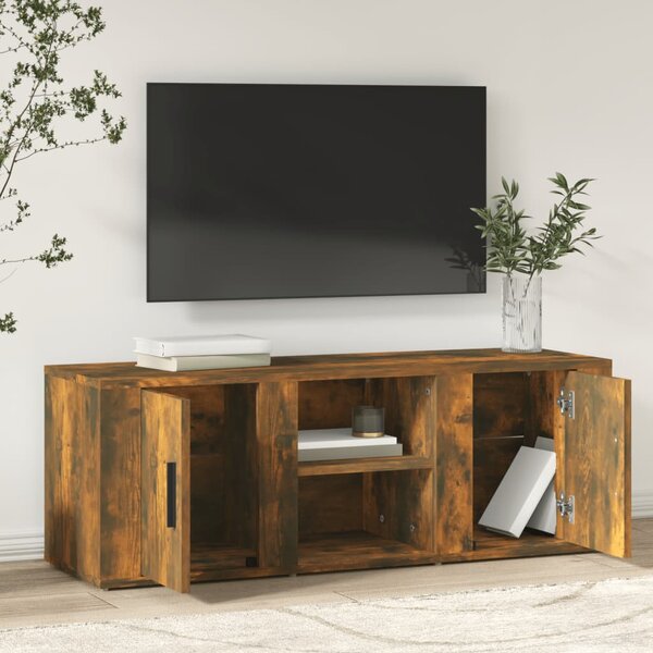 Füstös tölgy színű szerelt fa TV-szekrény 100x31,5x35 cm