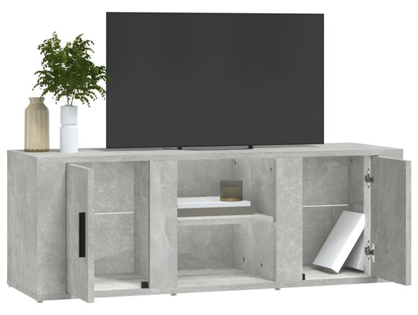 Betonszürke szerelt fa TV-szekrény 100 x 31,5 x 35 cm