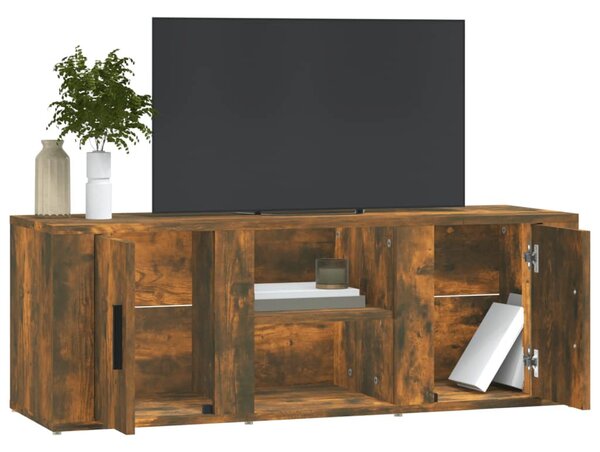 Füstös tölgy színű szerelt fa TV-szekrény 100x31,5x35 cm