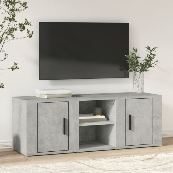 Betonszürke szerelt fa TV-szekrény 100 x 31,5 x 35 cm