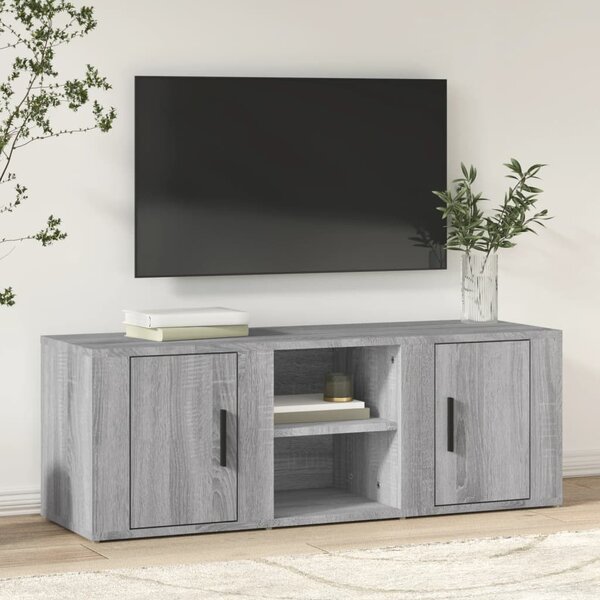 Szürke sonoma színű szerelt fa TV-szekrény 100x31,5x35 cm