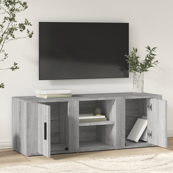 Szürke sonoma színű szerelt fa TV-szekrény 100x31,5x35 cm